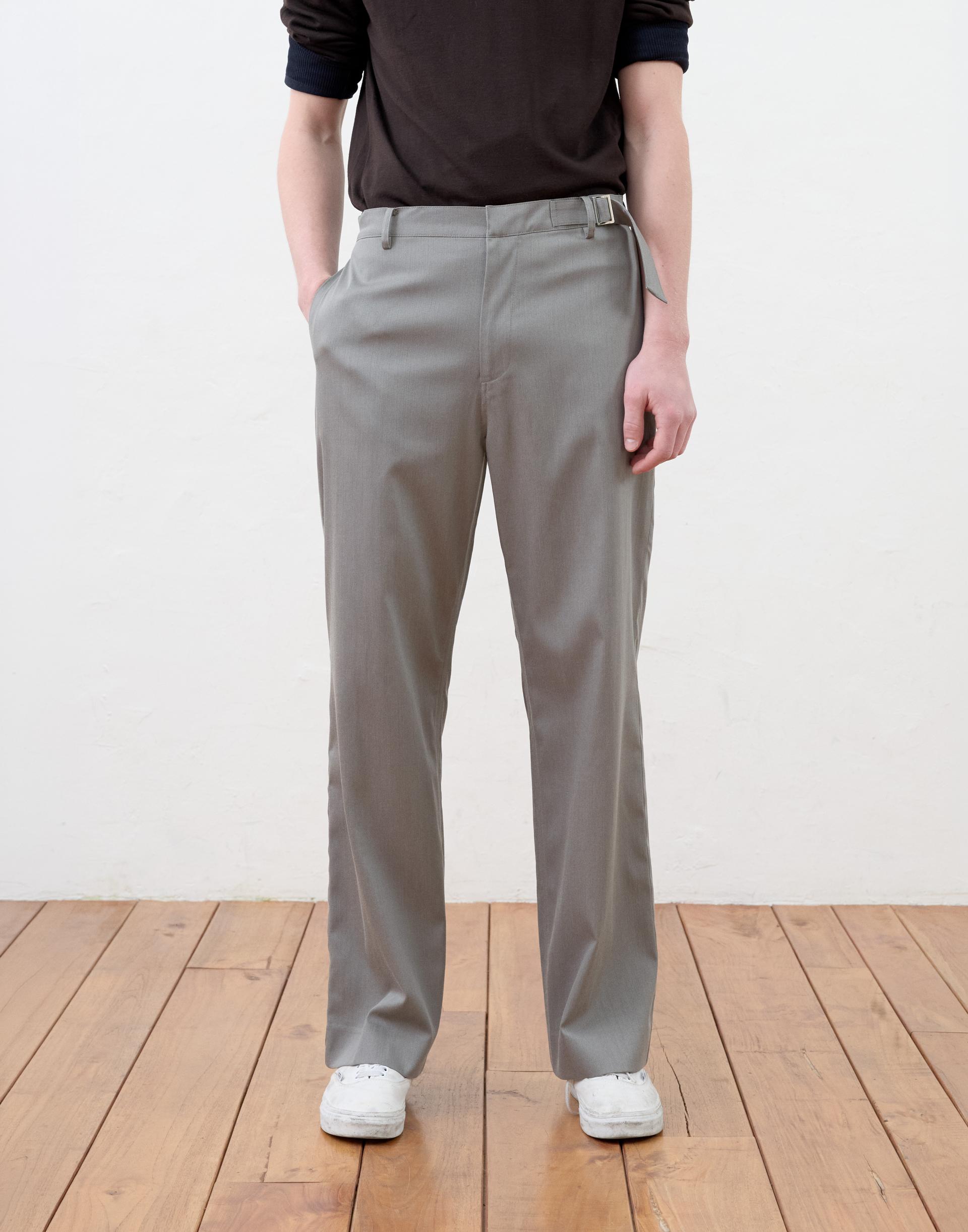 [MOOMYUNG] BOYISH TAILORED TROUSERS (GREY)