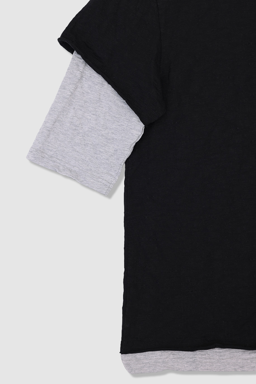 [ANYTIME LOREAK] FADE SLUB HALF T-SHIRT - BLACK