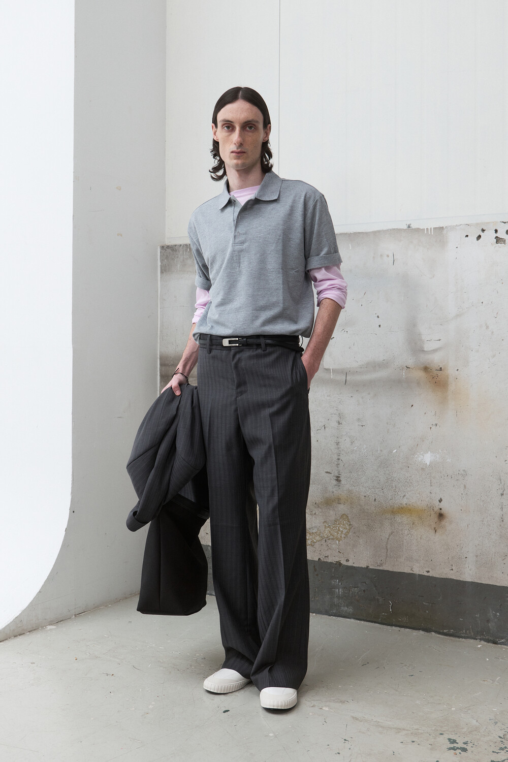 [WINDER] CLASSIC PIQUE TOP - MELANGE GREY