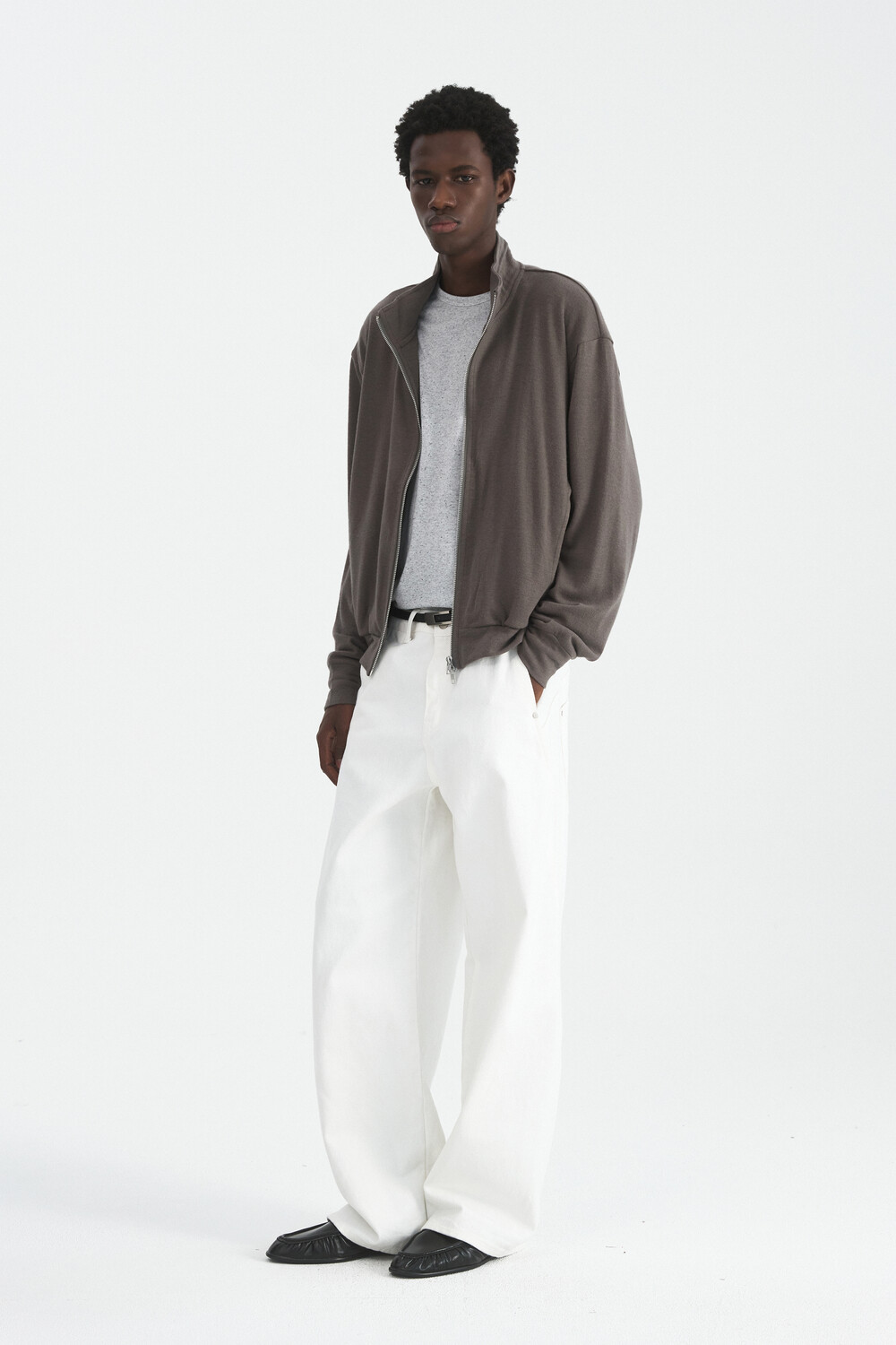 [WINDER] WOOL JERSEY TRACK JACKET - TAUPE