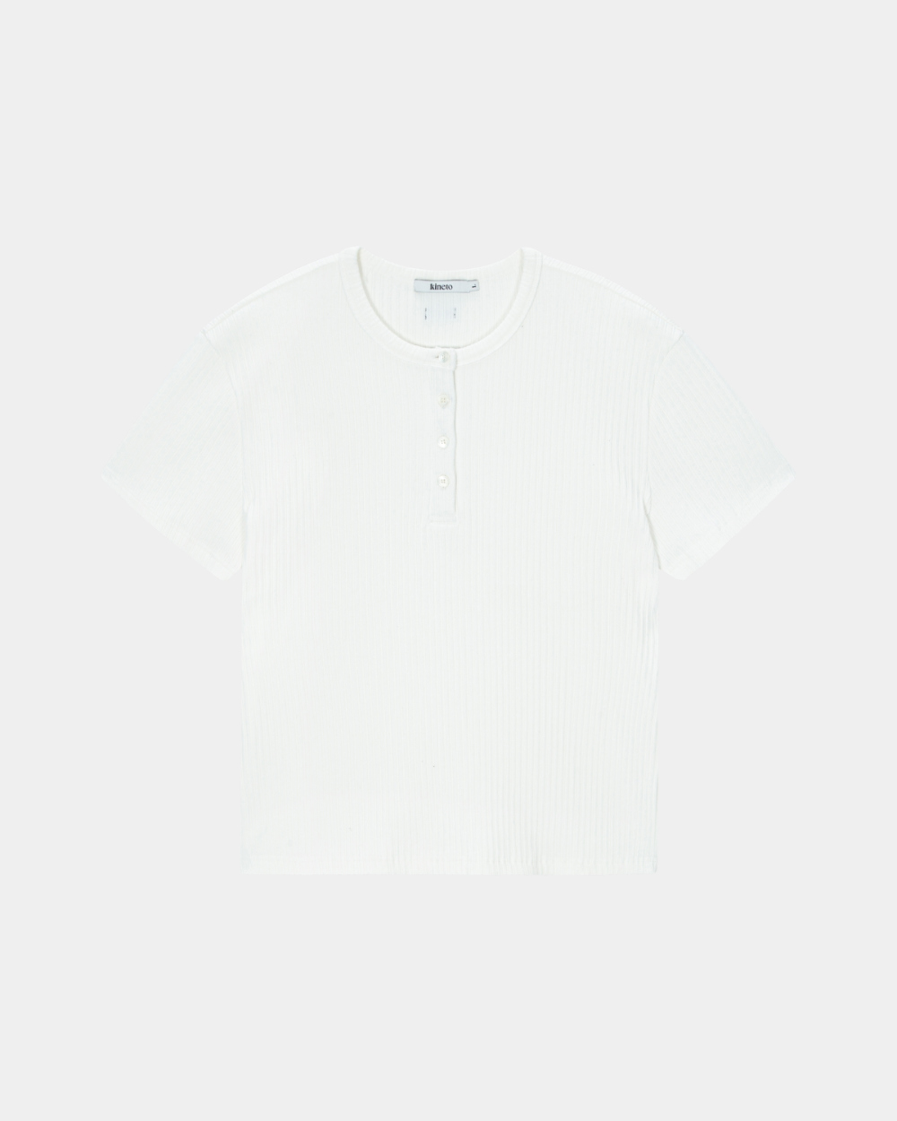 [kineto] Wale Cotton Henley Neck Top_White