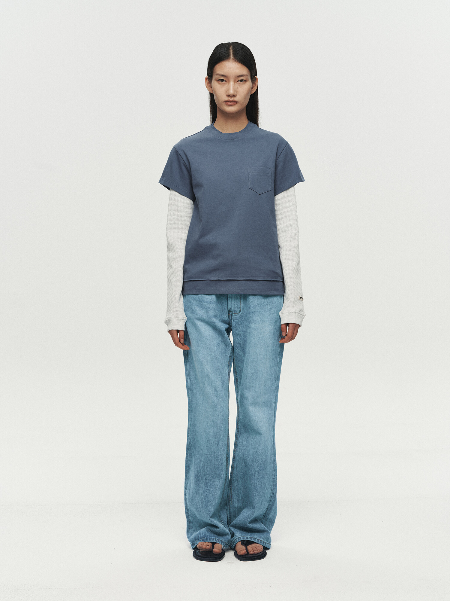 [HEUTE] CORE LAYER WAFFLE TEE (BLUE)