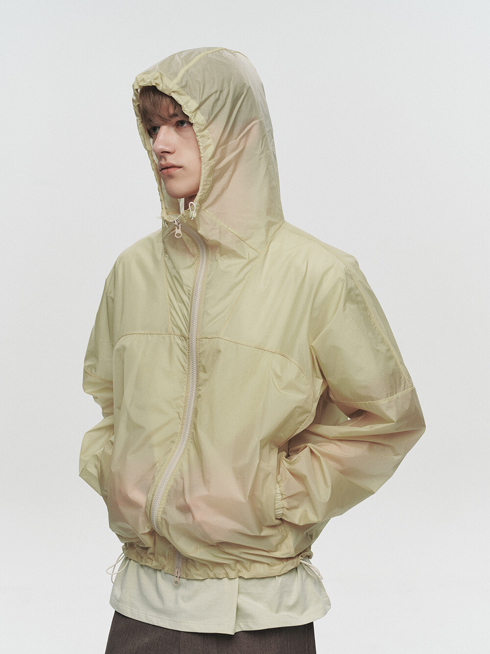 [HEUTE] KADE SHEER HOODED JACKET (YELLOW)