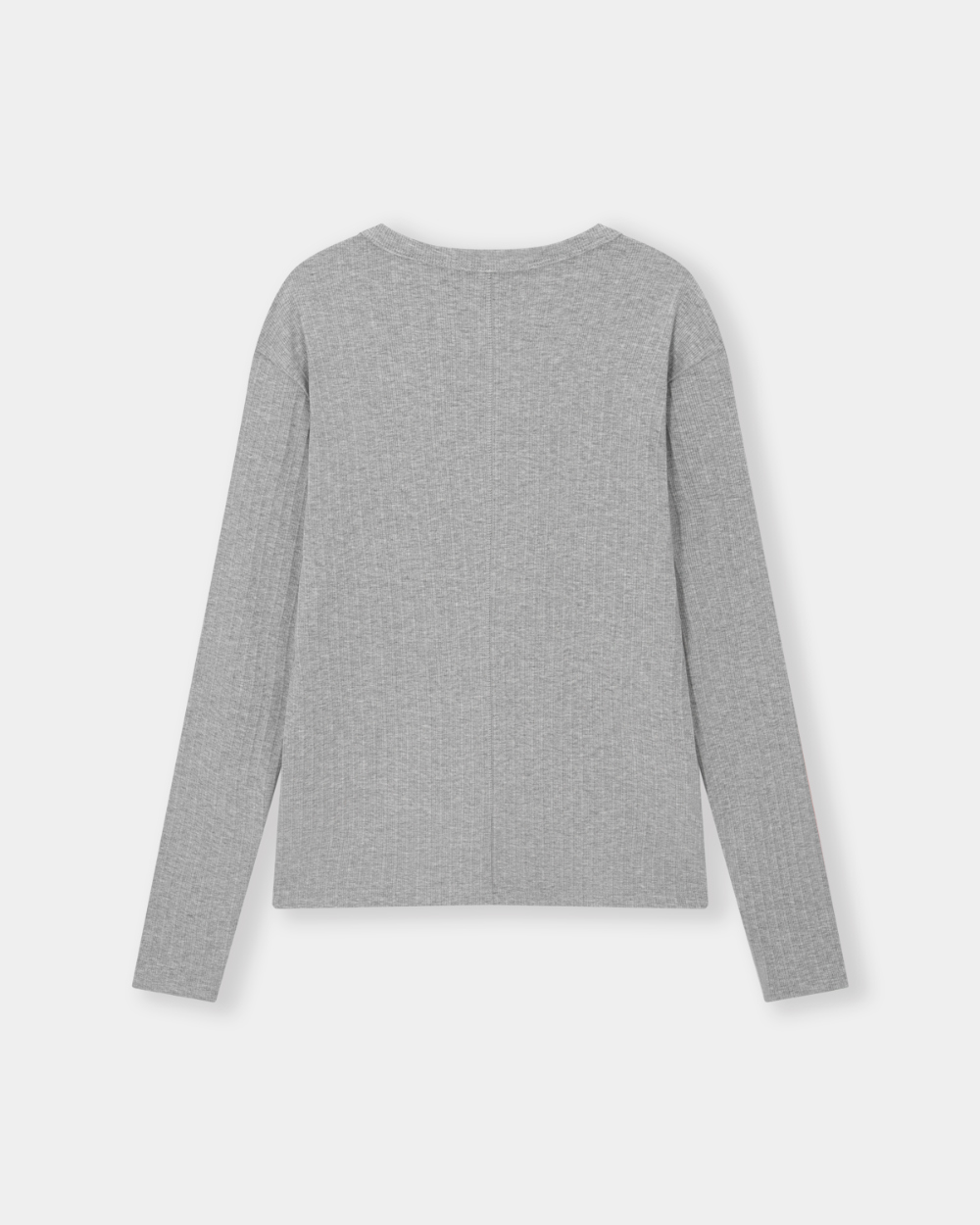 [kineto] Fine Cotton Ribbed Henley Top_Grey