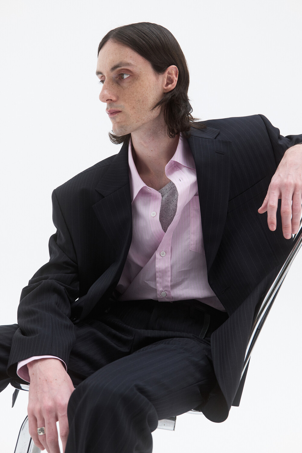 [WINDER] CORE SINGLE TAILORED JACKET -STRIPE DEEP NAVY