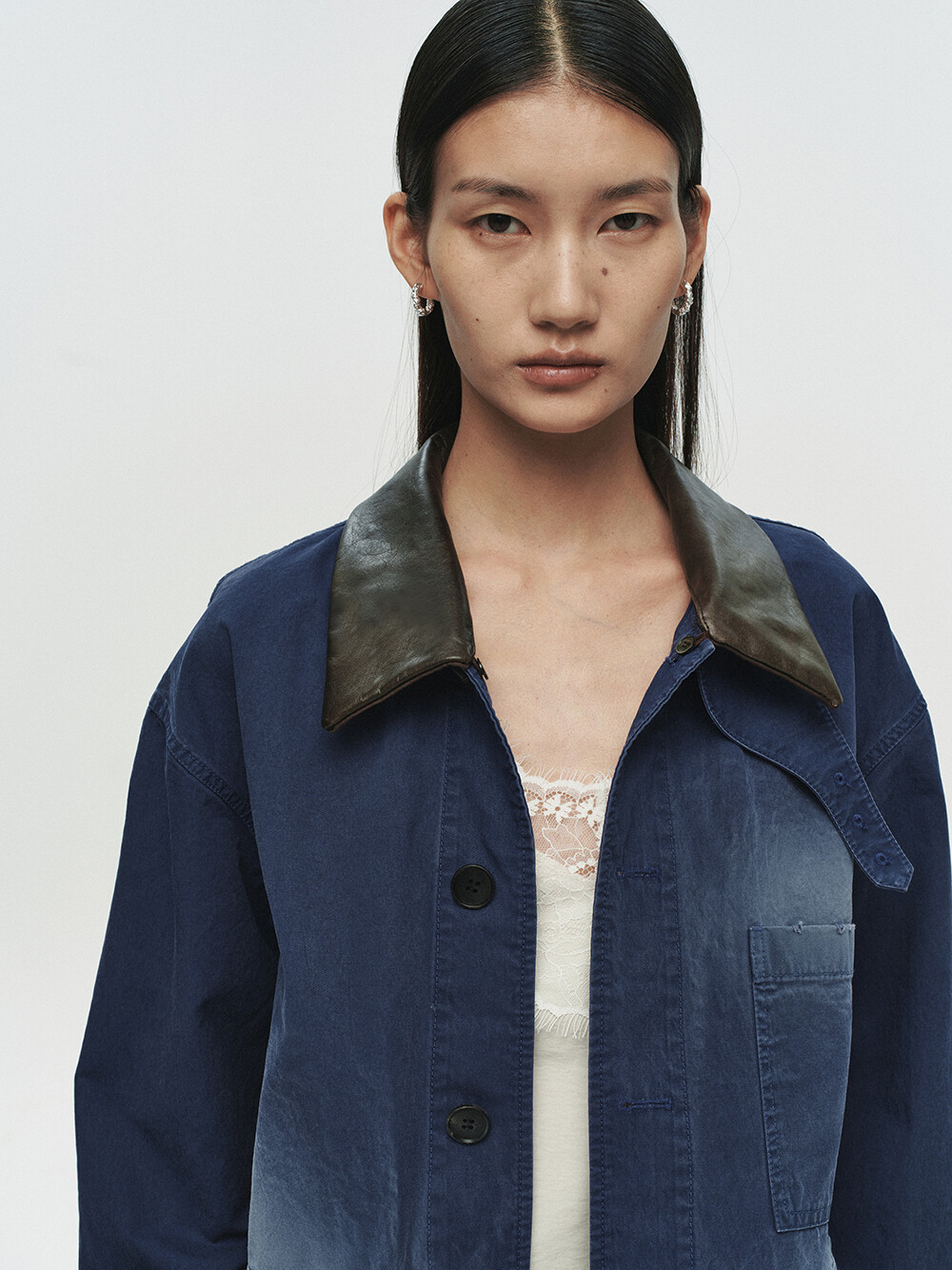 [HEUTE] CONTRAST COLLAR FIELD JACKET (NAVY)