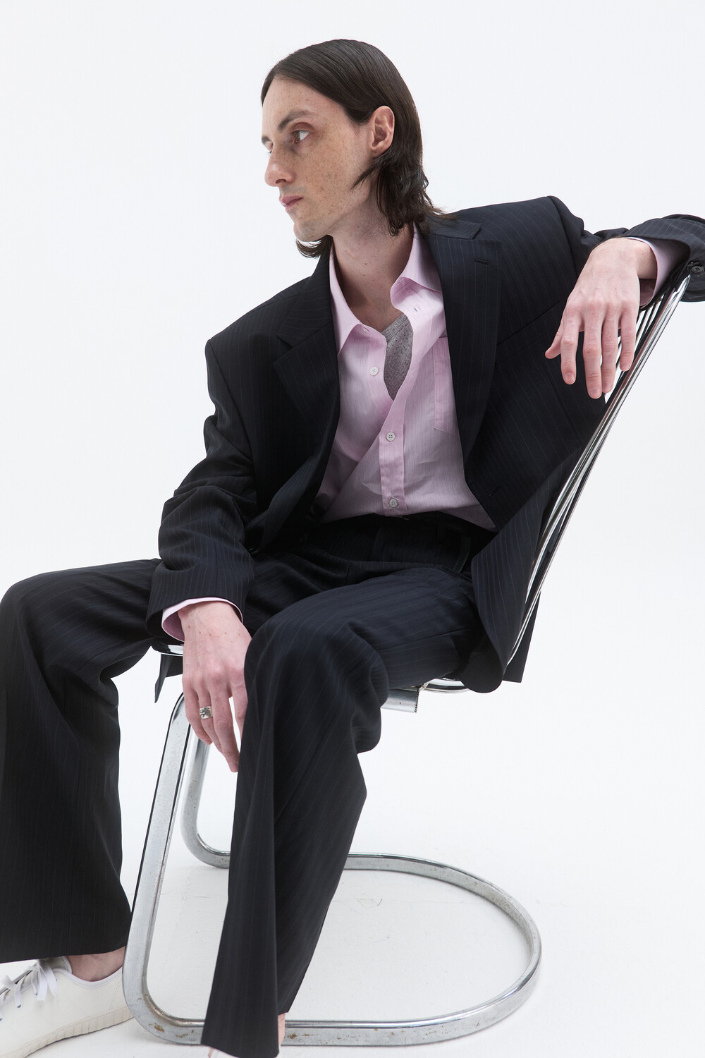 [WINDER] CORE SINGLE TAILORED JACKET -STRIPE DEEP NAVY