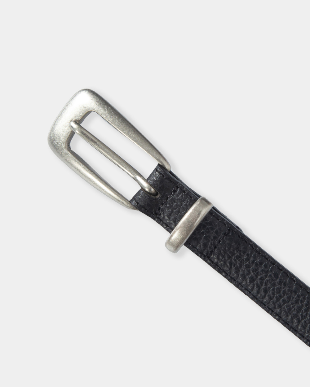 [kineto] Oblong Leather Buckle Belt_Silver