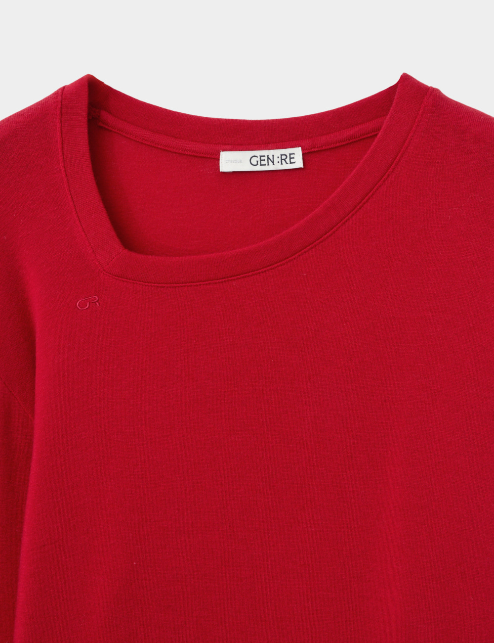 [GEN:RE] Pinched Neck Cut and Sew Wool Knit Red