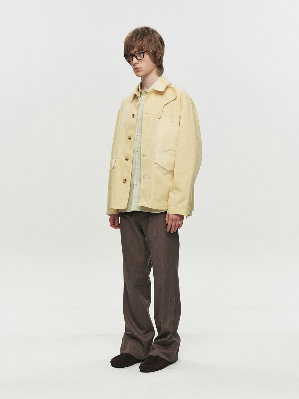 [HEUTE] CONTRAST COLLAR FIELD JACKET (YELLOW)
