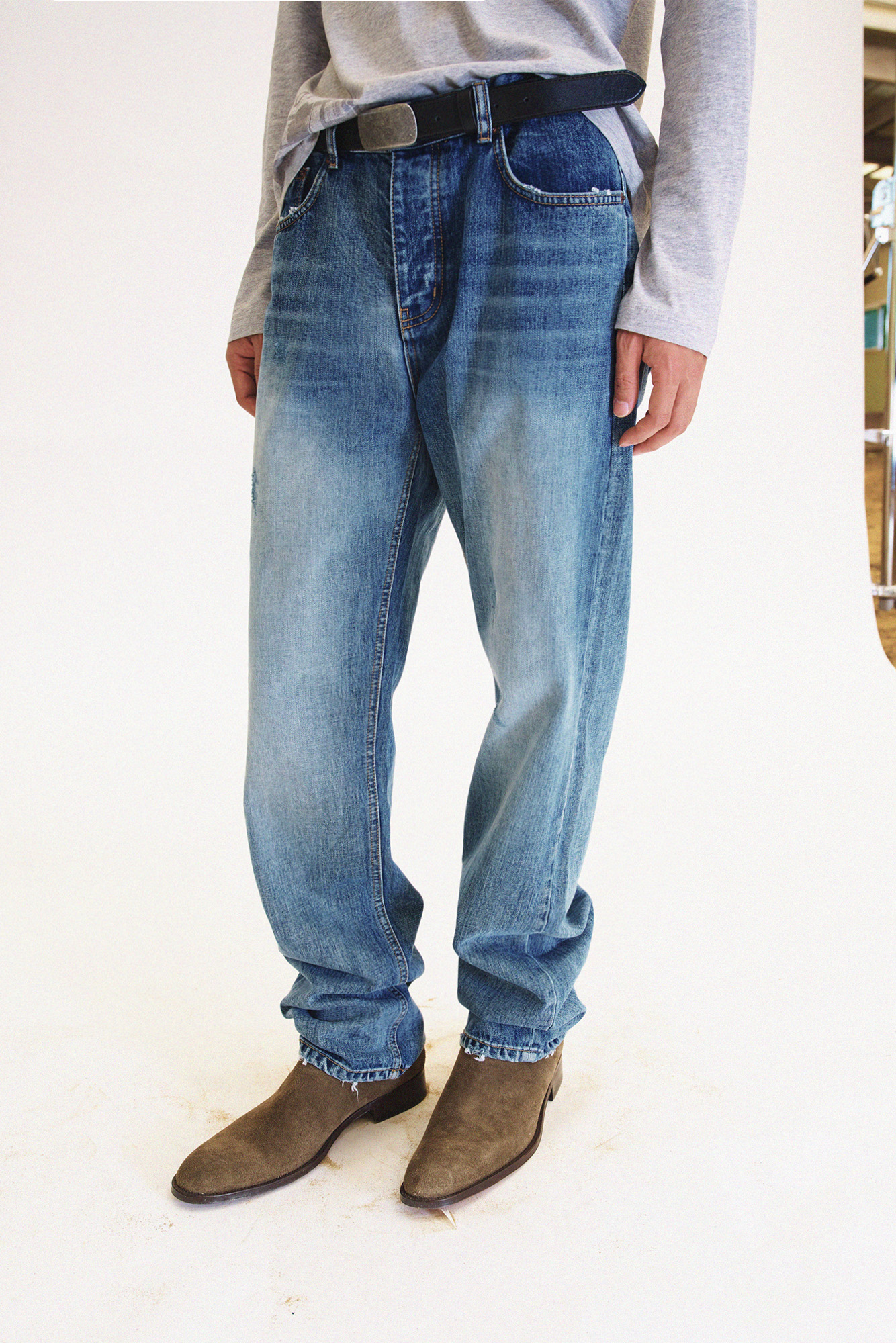 [SURFACE EDITION] STAIN STRAIGHT DENIM PANTS INDIGO