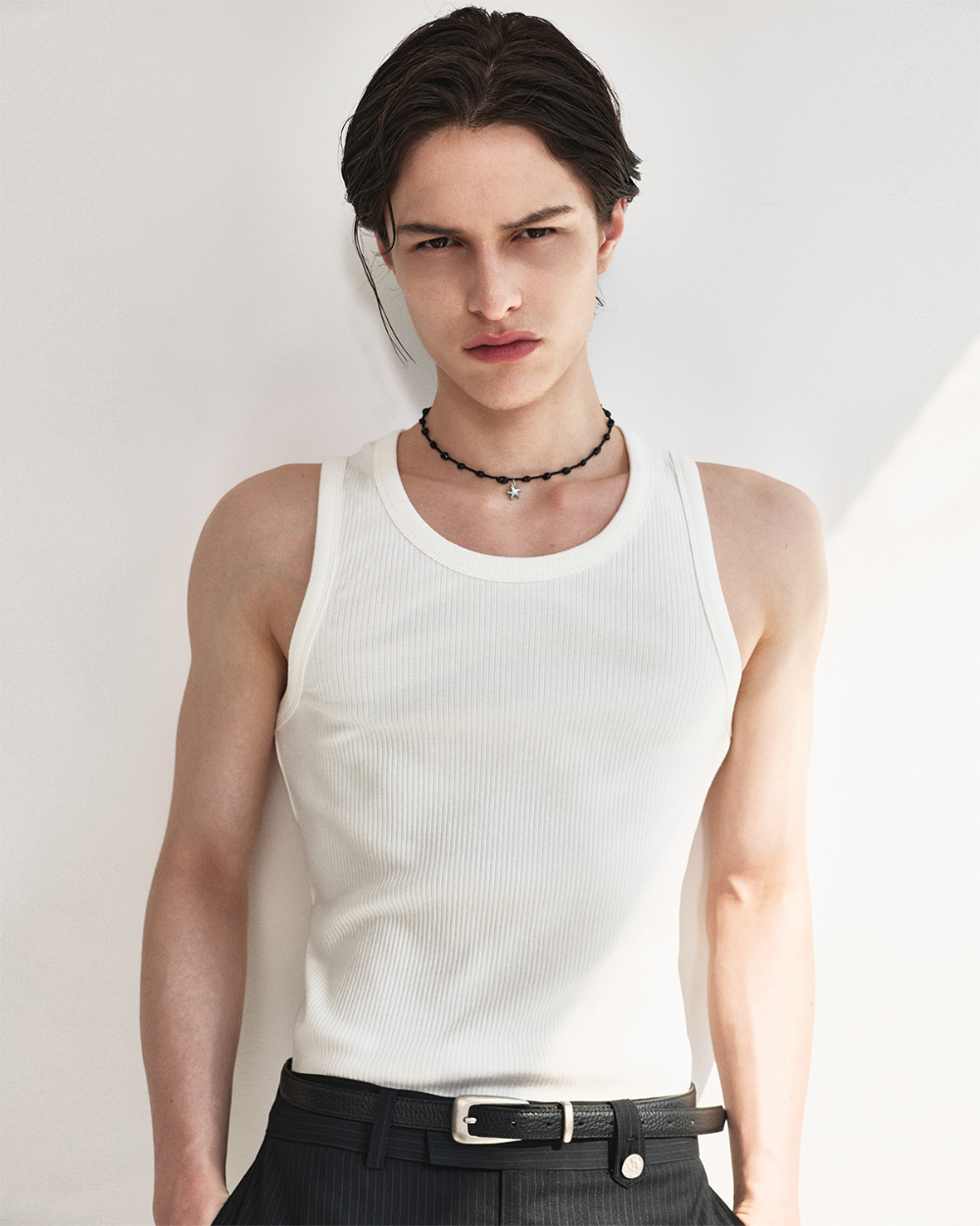 [kineto] Sleek Ribbed Sleeveless Top_White