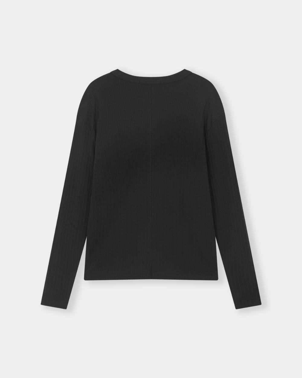 [kineto] Fine Cotton Ribbed Henley Top_Black