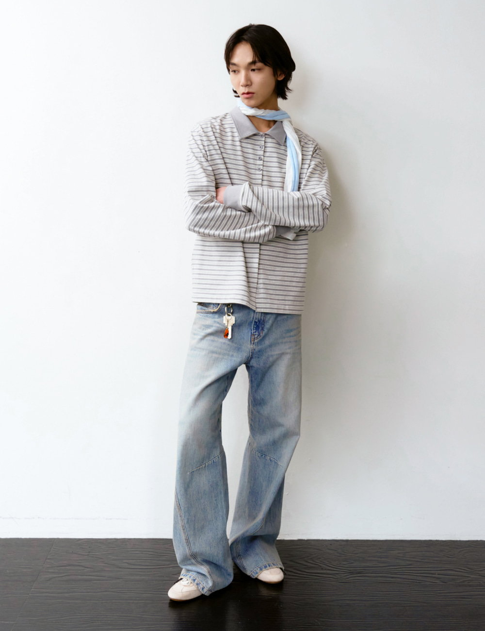 [GEN:RE] Contour Semi Flare Denim Pants Light Blue