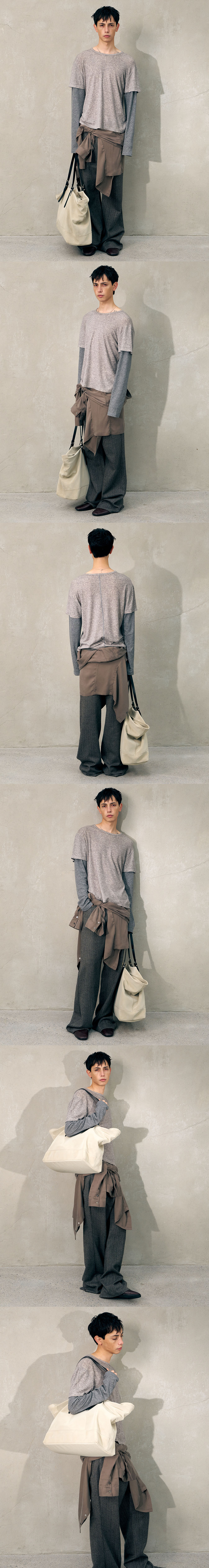 [HALEINE] LAYERED CROPPED KNIT TOP GREY (XT313)