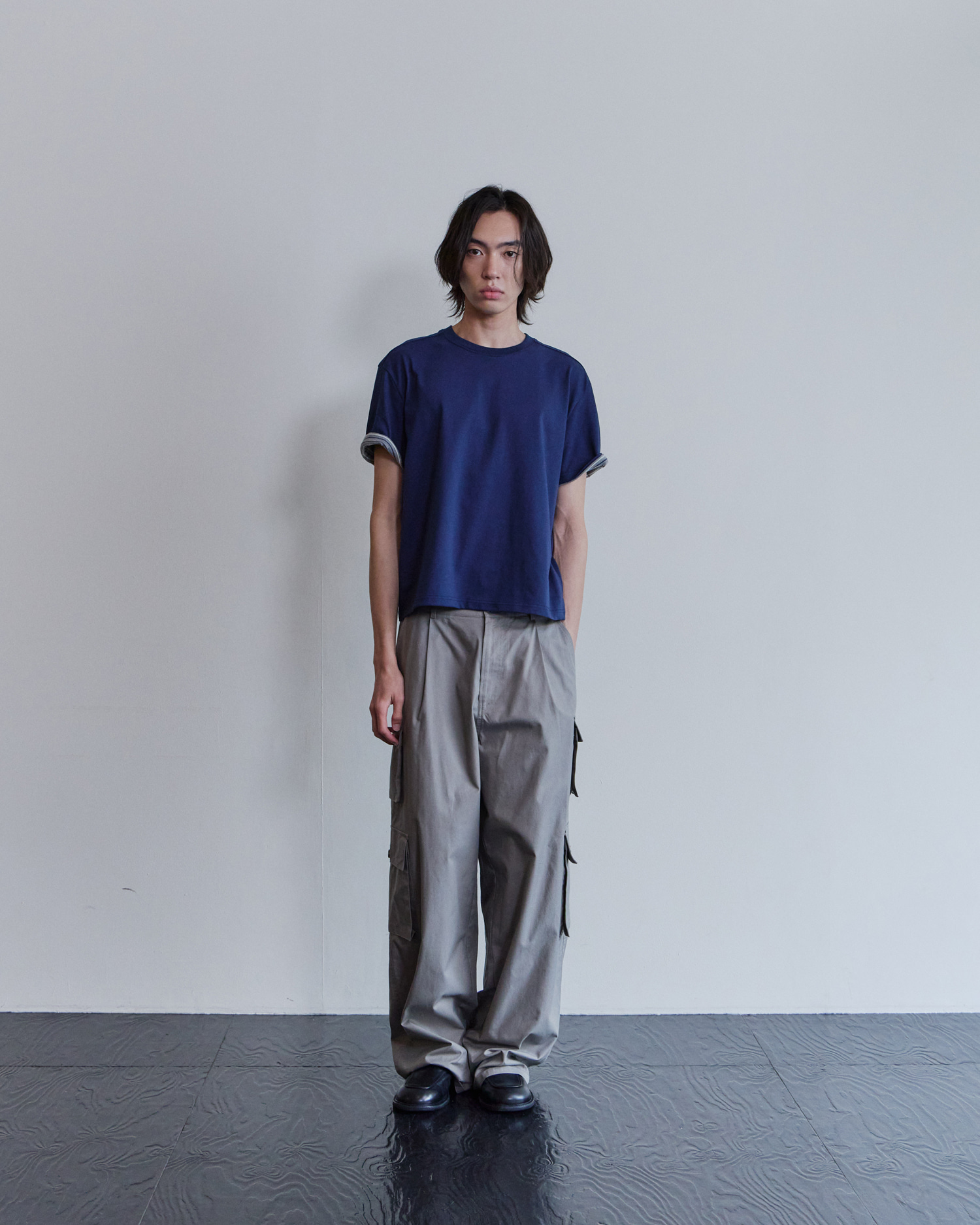 [WAVINESS] Stripe Layered T-shirts - Navy