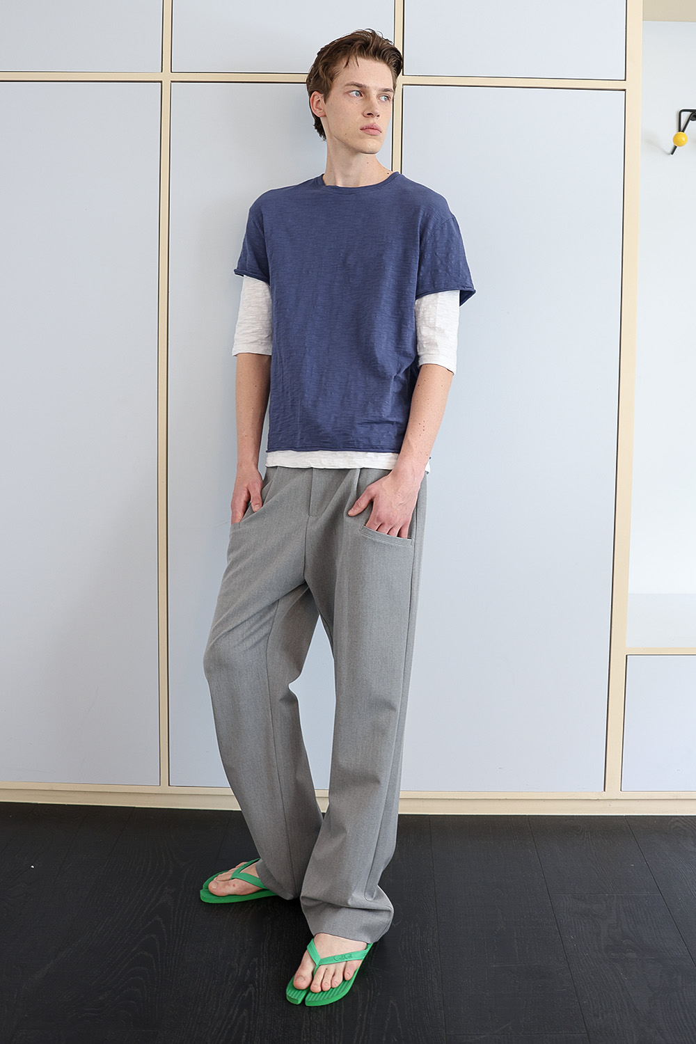 [ANYTIME LOREAK] FADE SLUB HALF T-SHIRT - VINTAGE BLUE