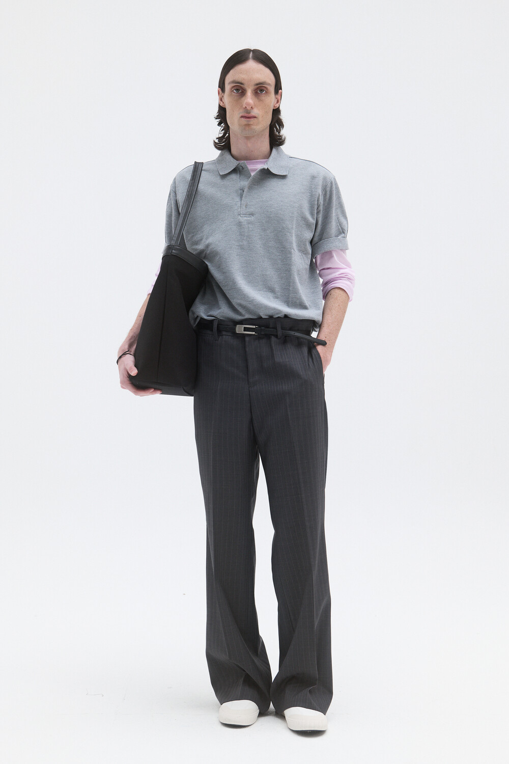 [WINDER] CLASSIC PIQUE TOP - MELANGE GREY