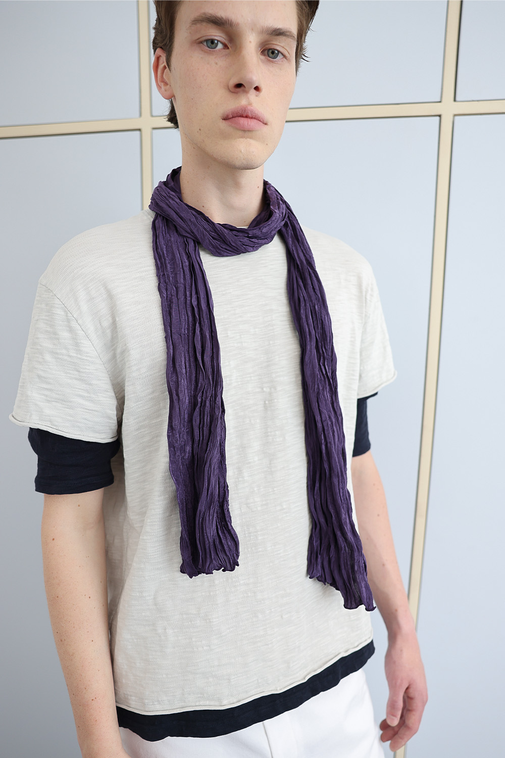 [ANYTIME LOREAK] AGAVE WRINKLE SCARF - PURPLE