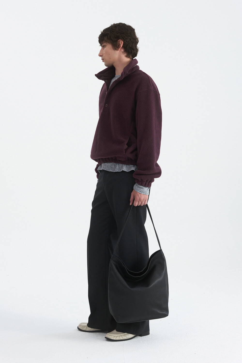 [WINDER] RING SNAP FLEECE PULL OVER - PLUM