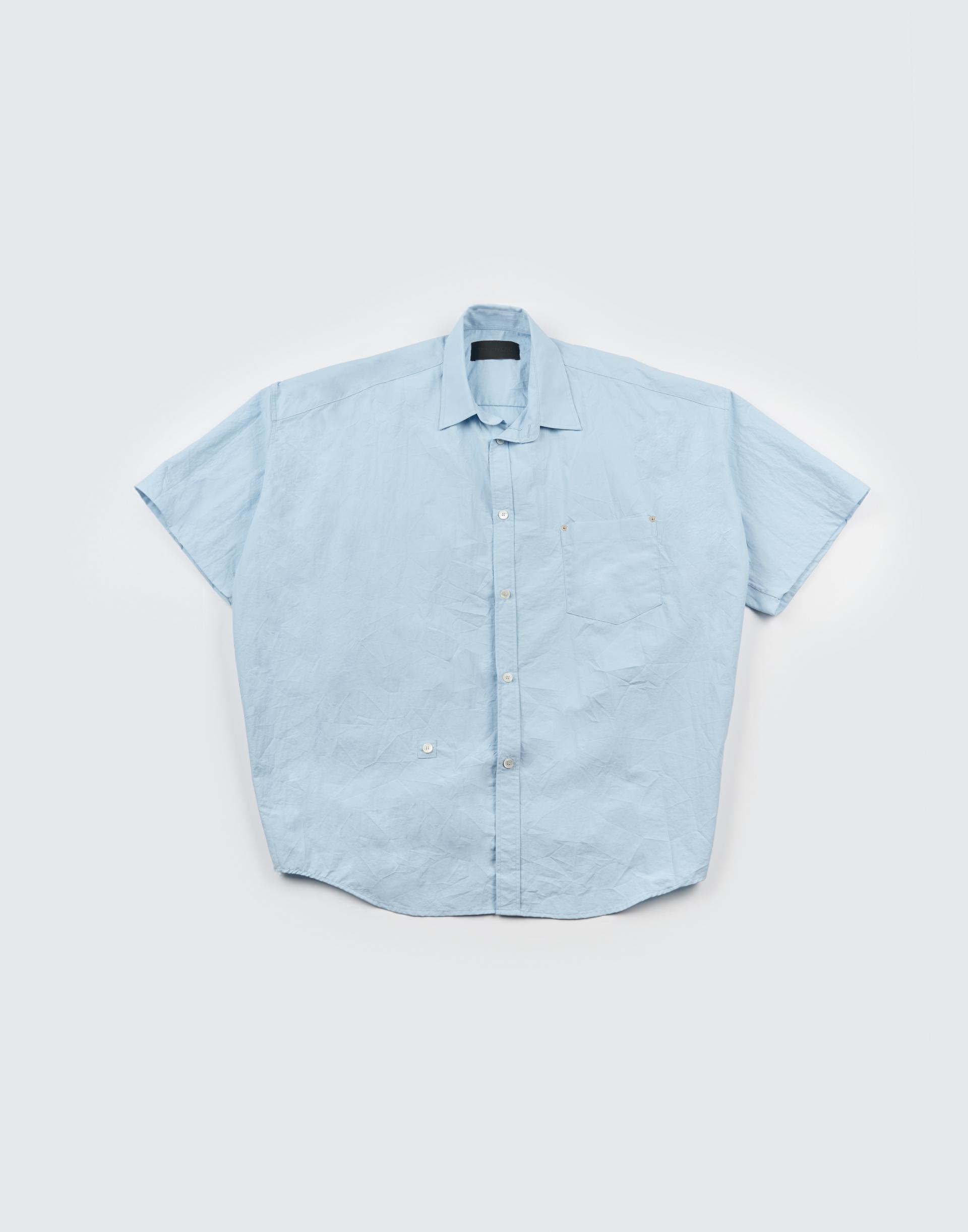 [MOOMYUNG] WRAP SHORTSLEEVE SHIRT (CREASE SKY)
