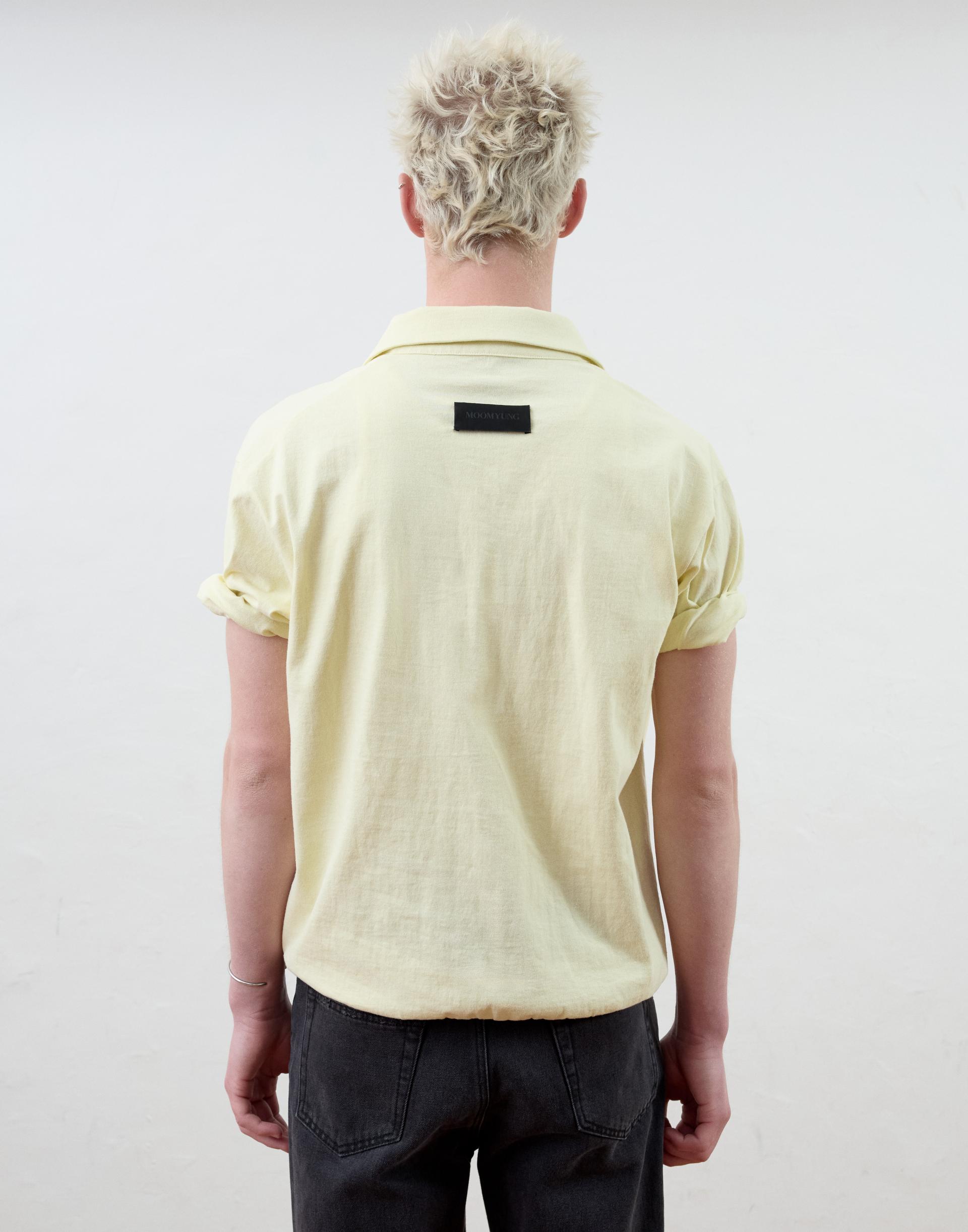[MOOMYUNG] ROLL UP PIQUE TOP (LEMON YELLOW）