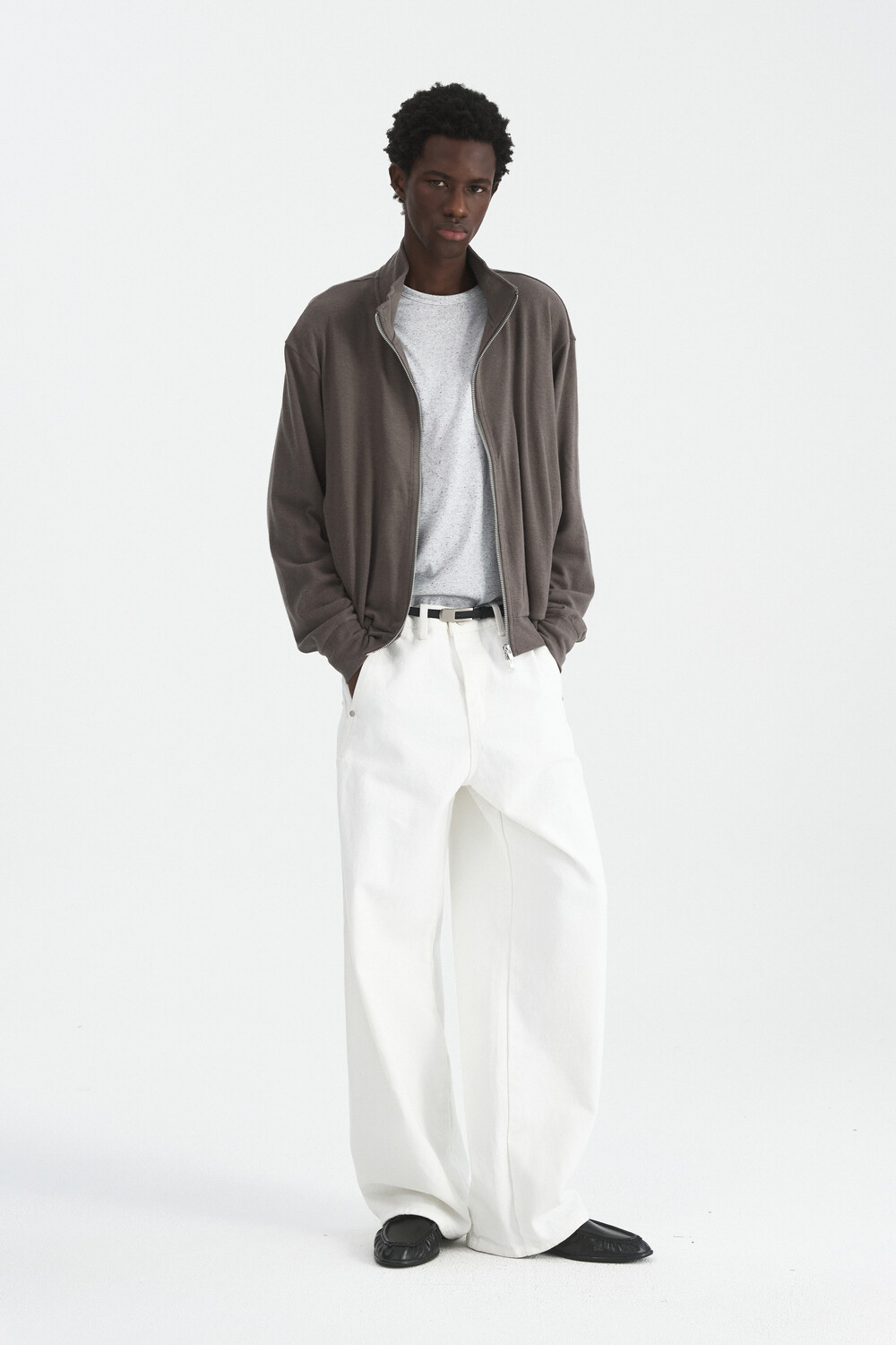 [WINDER] WOOL JERSEY TRACK JACKET - TAUPE