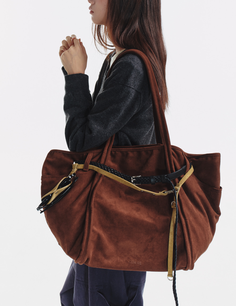 [GEN:RE] Archive Trouser Leather Bag Brown