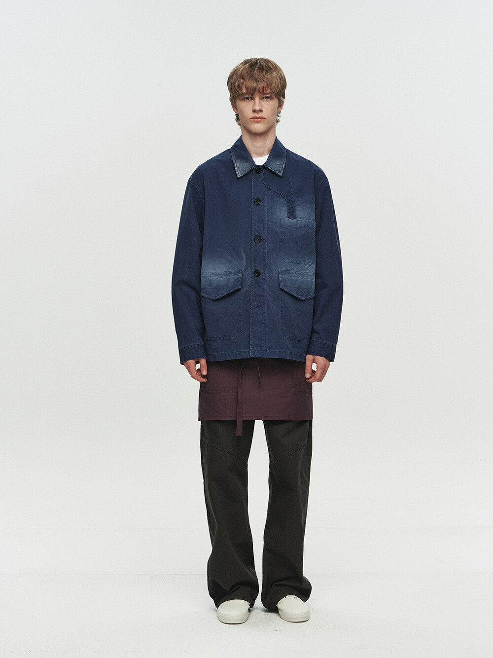 [HEUTE] CONTRAST COLLAR FIELD JACKET (NAVY)
