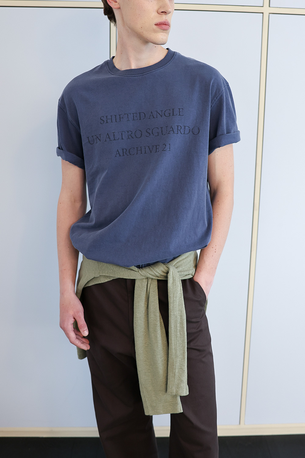 [ANYTIME LOREAK] SEDUM WASHED HALF T-SHIRT - VINTAGE BLUE