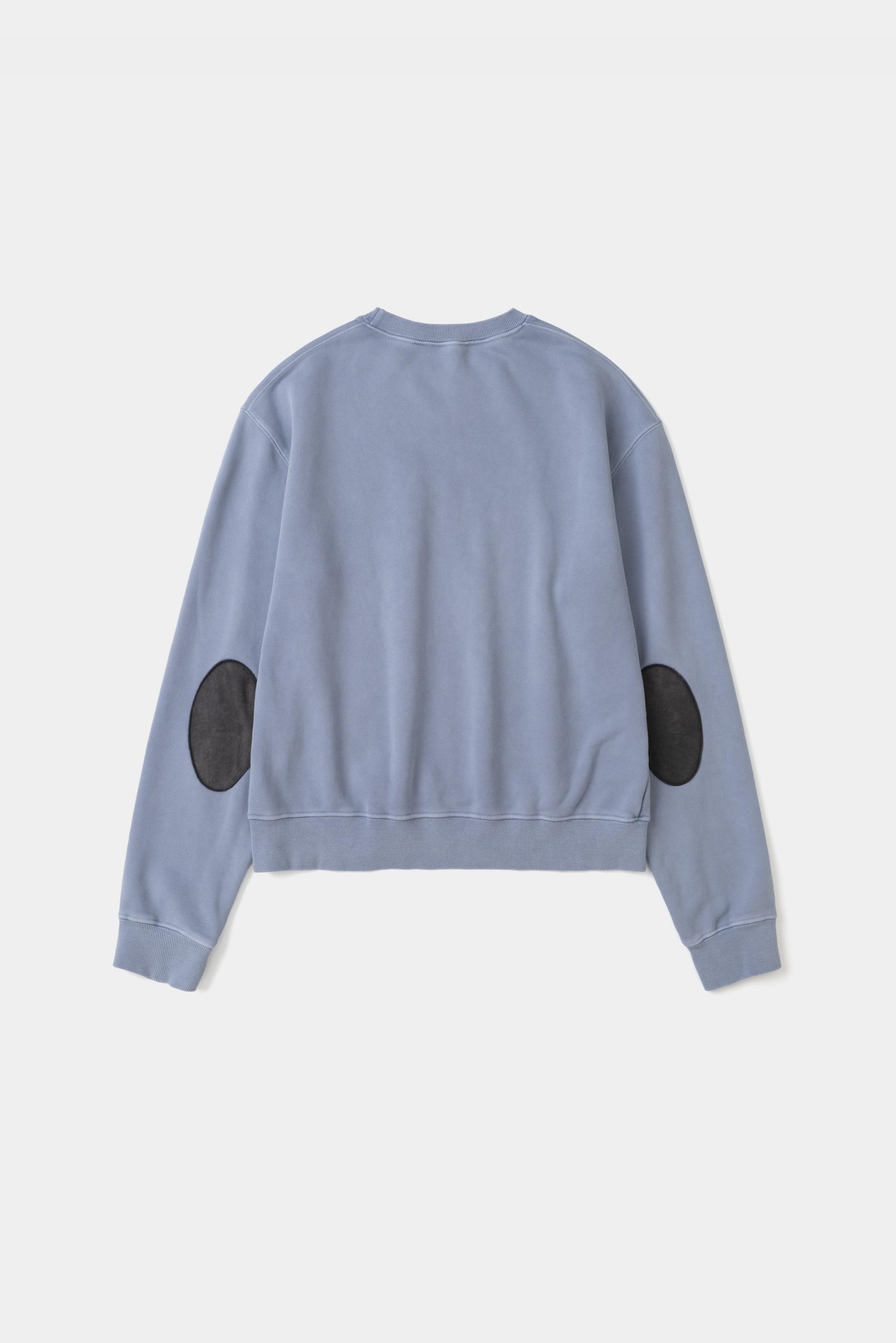 [KANGJUNGSEOK] LEATHER PATCH SWEAT SHIRTS,Navy