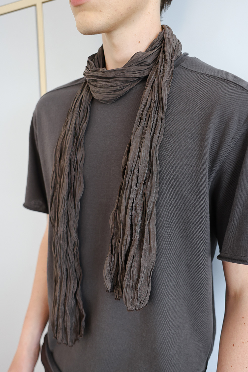 [ANYTIME LOREAK] AGAVE WRINKLE SCARF - BROWN