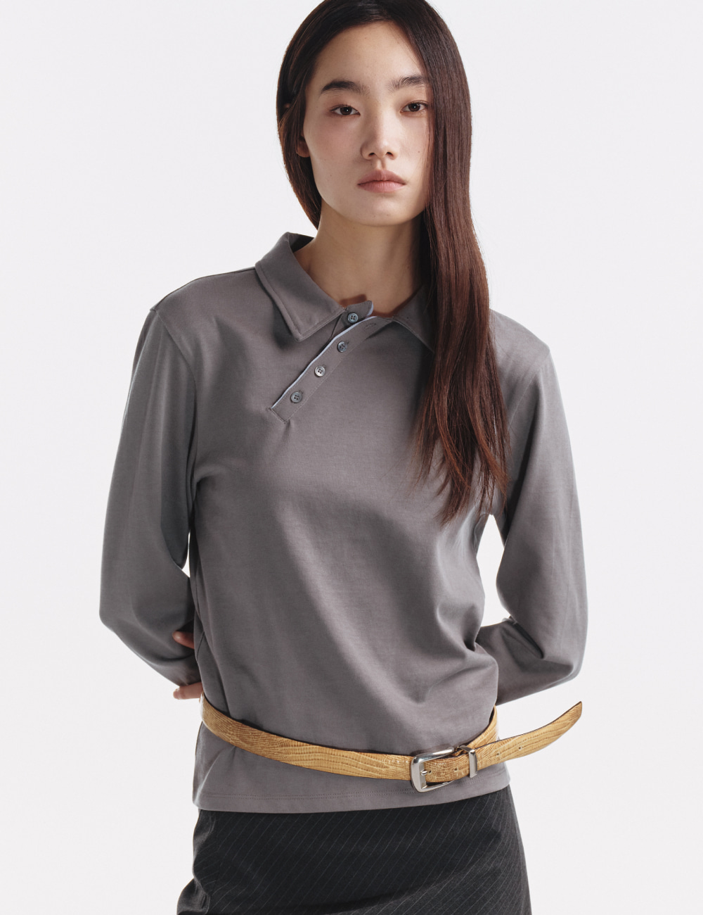 [GEN:RE] Pivot Tape Polo Shirt Navy Grey