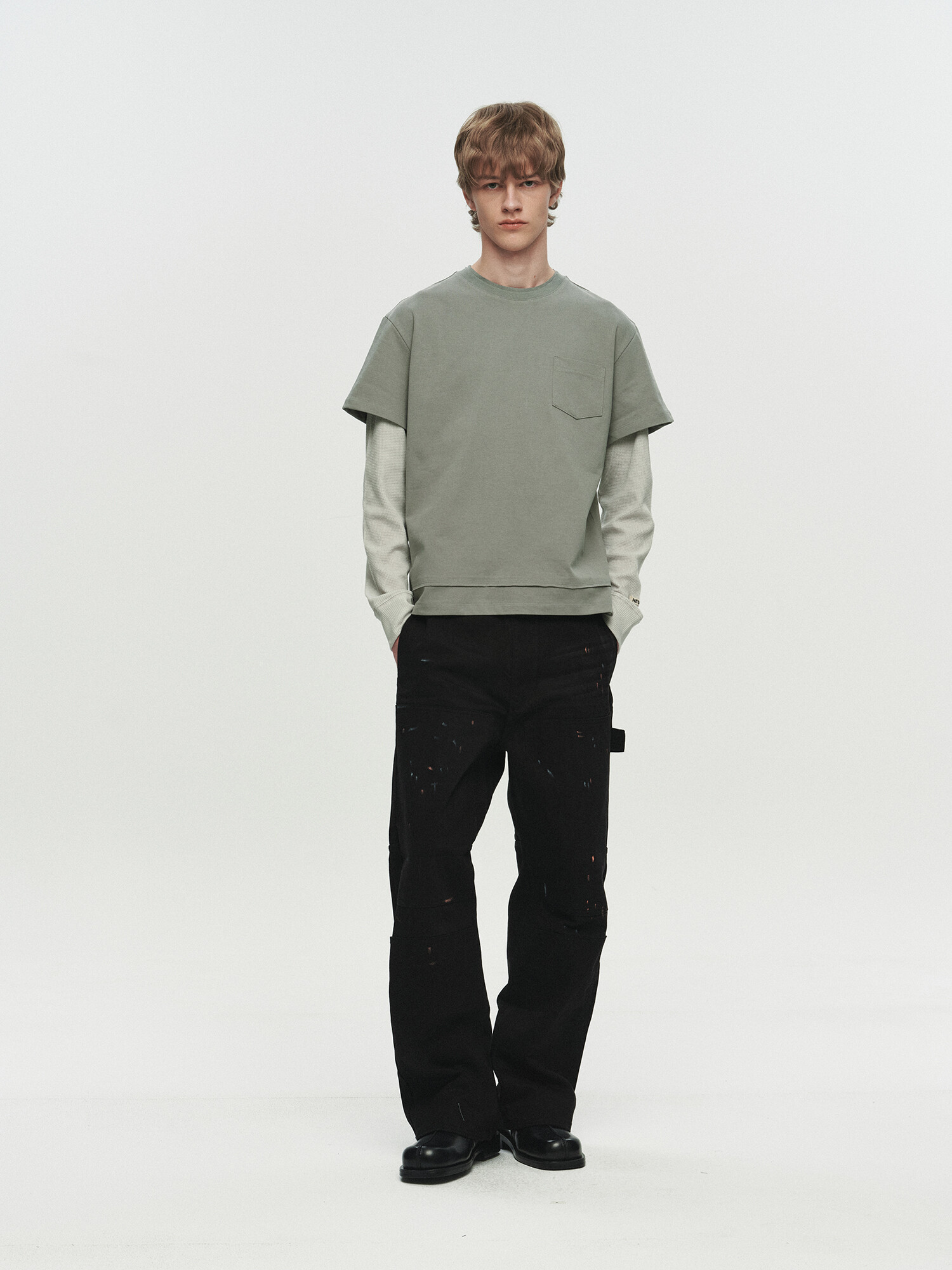 [HEUTE] CORE LAYER WAFFLE TEE (LIGHT KHAKI)