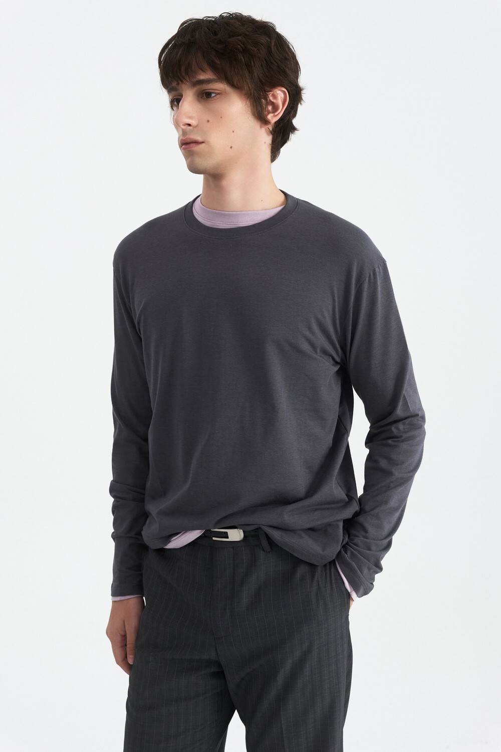 [WINDER] MODAL BLEND JERSEY TOP - DARK GREY