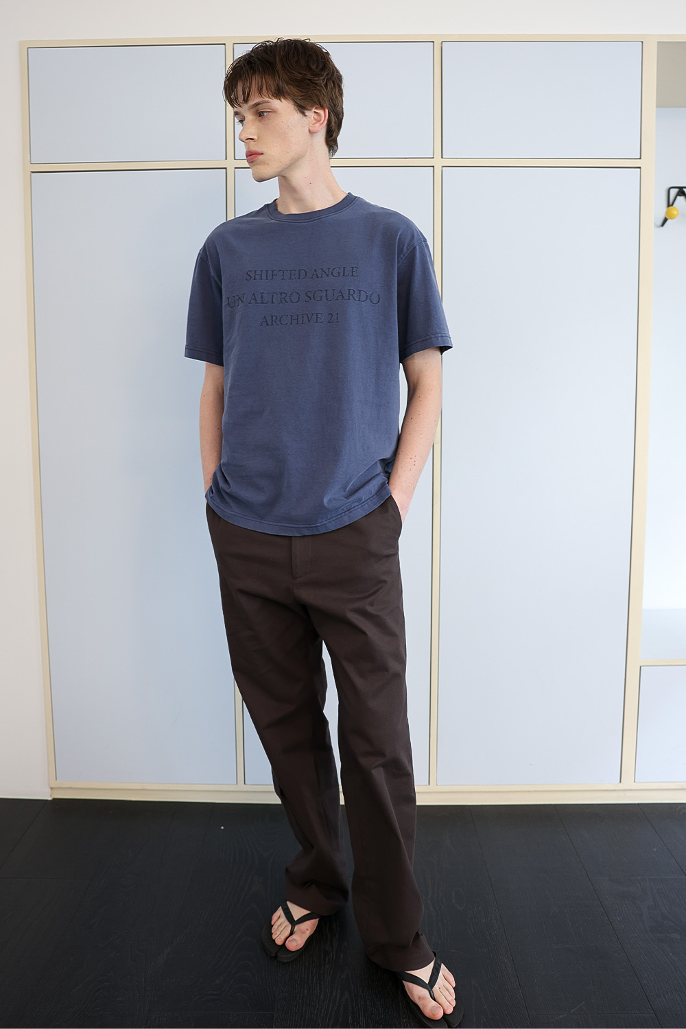 [ANYTIME LOREAK] SEDUM WASHED HALF T-SHIRT - VINTAGE BLUE