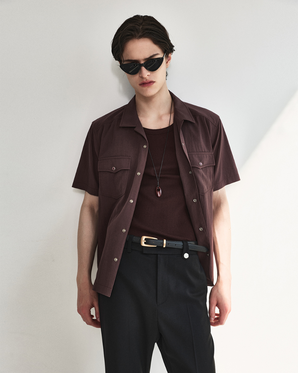 [kineto] Sleek Ribbed Sleeveless Top_Brown