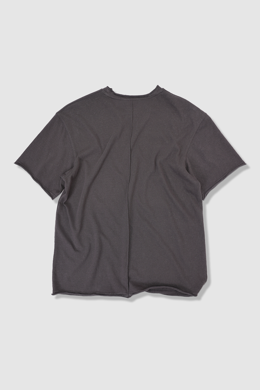 [ANYTIME LOREAK] YUCCA RAW-EDGE HALF KNIT -CHARCOAL