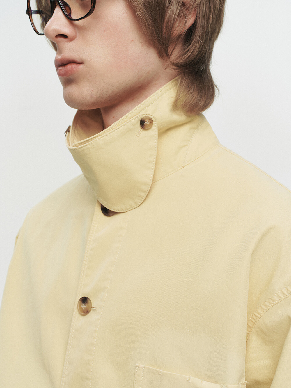 [HEUTE] CONTRAST COLLAR FIELD JACKET (YELLOW)