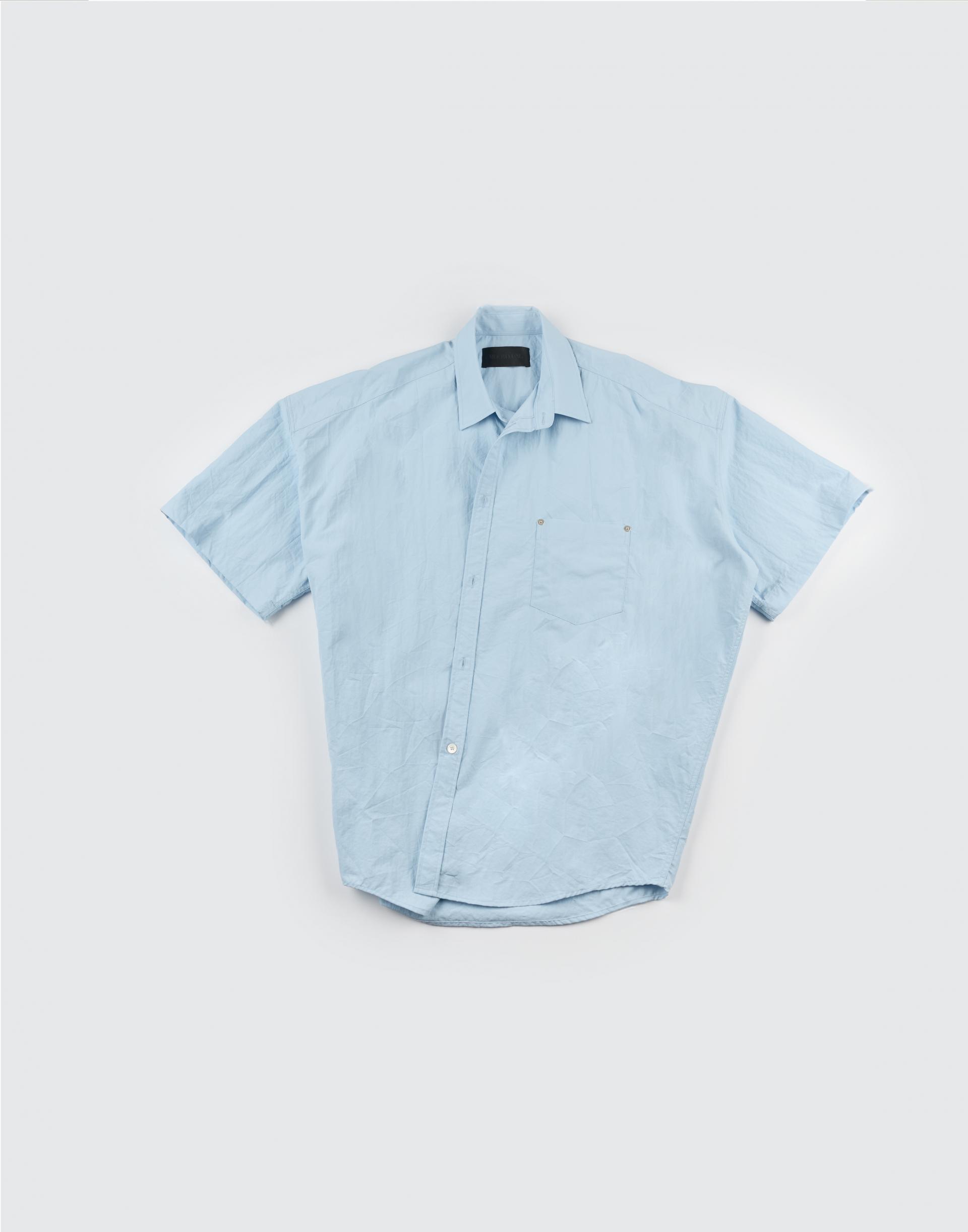 [MOOMYUNG] WRAP SHORTSLEEVE SHIRT (CREASE SKY)
