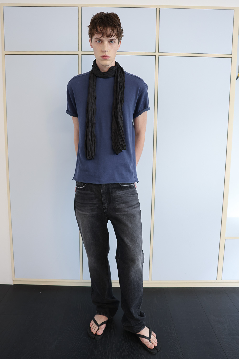 [ANYTIME LOREAK] AGAVE WRINKLE SCARF - BLACK