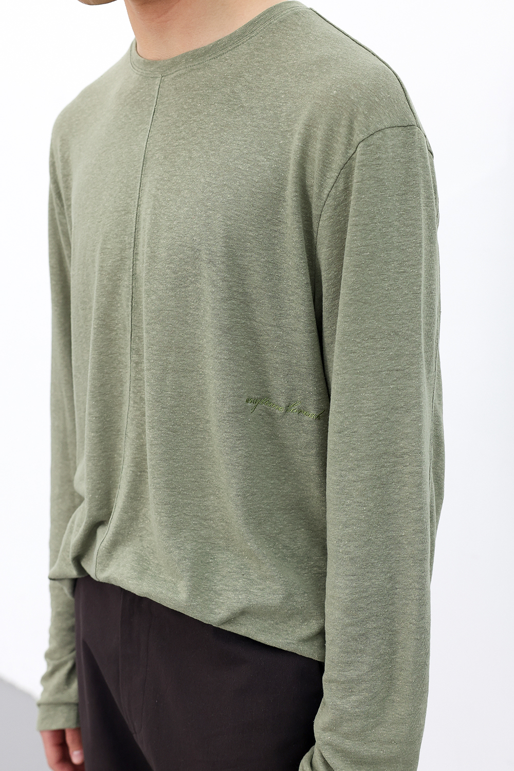 [ANYTIME LOREAK] CAMELLIA LAYERED TEE - KHAKI/BLACK