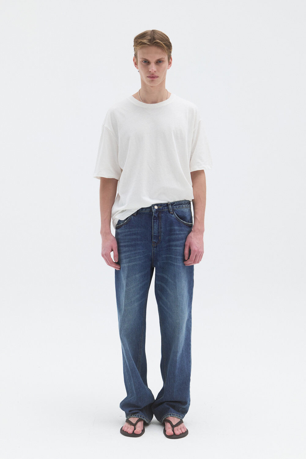 [WINDER] LINEN BLENDED T-SHIRTS - NATURAL WHITE