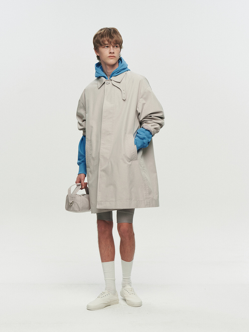 [HEUTE] ORNAMENT BUTTON MAC COAT (GREY)
