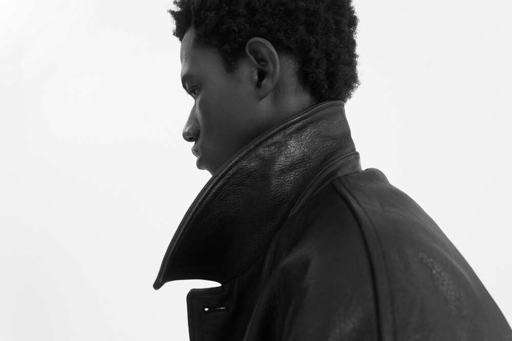 [WINDER] VINTAGE WASHED GOAT LEATHER CAR COAT - BLACK