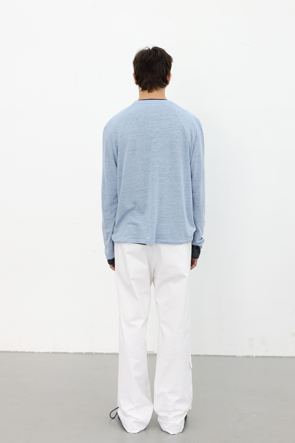 [ANYTIME LOREAK] CAMELLIA LAYERED TEE - SKY BLUE/CHARCOAL