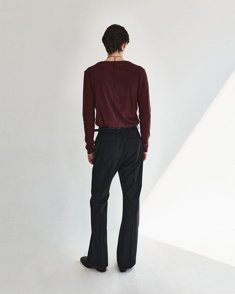 [kineto] Lustre Relaxed Wool Flare Pants_Stripe Black