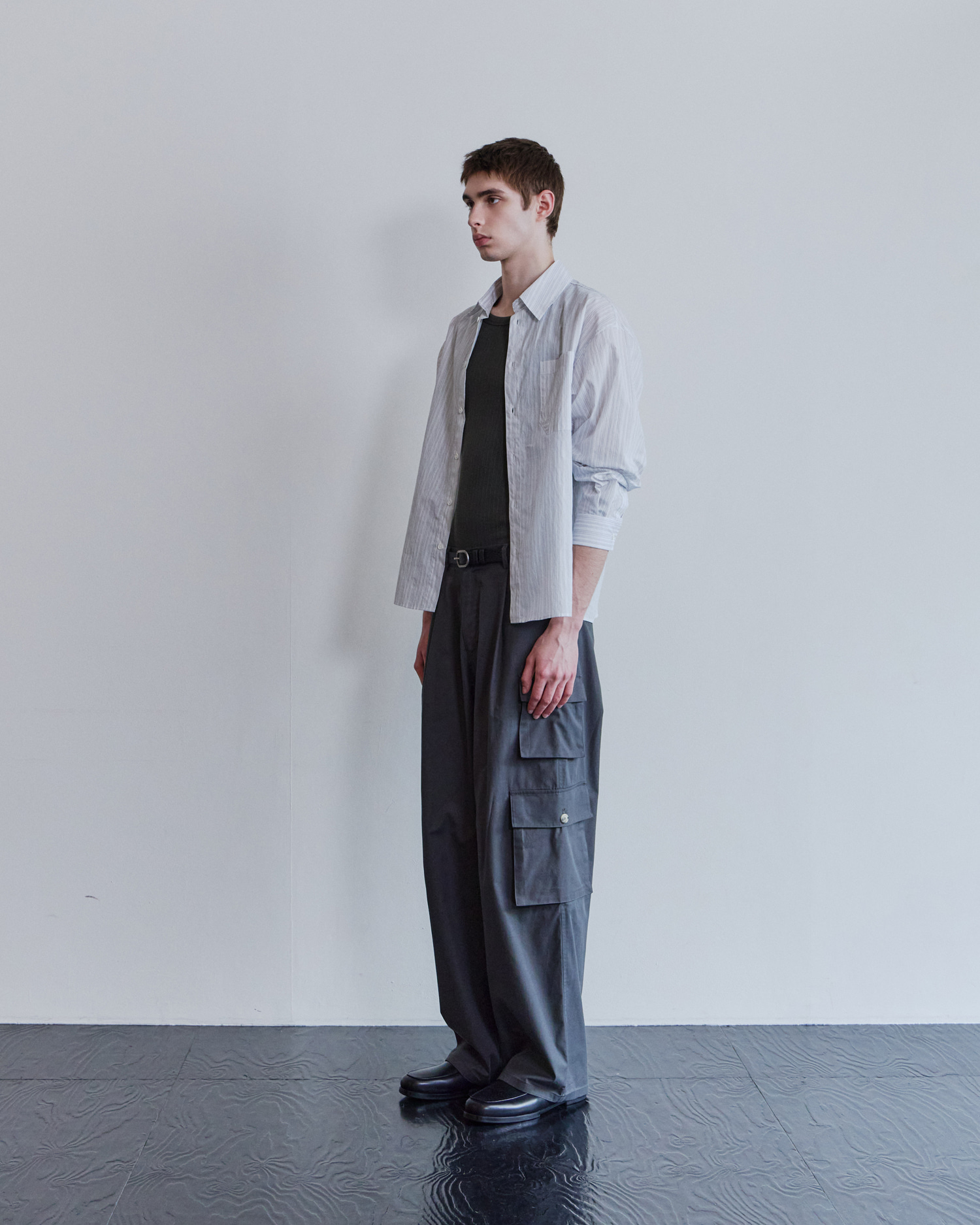 [WAVINESS] Origami Stripe Shirts - White