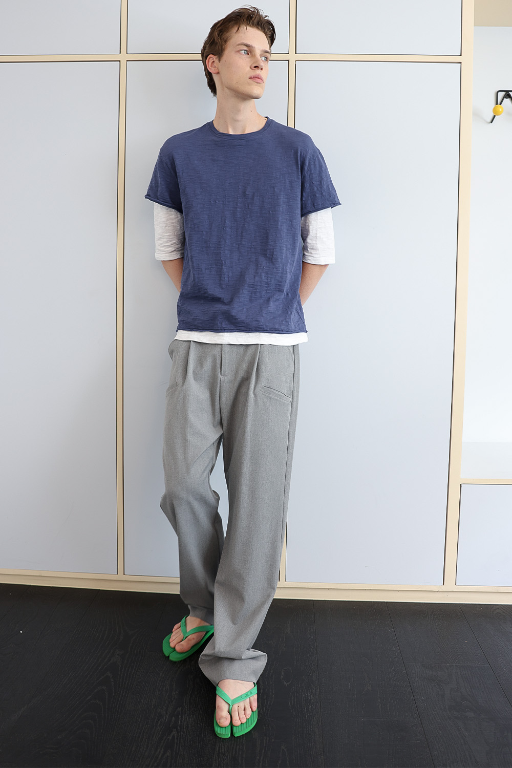 [ANYTIME LOREAK] FADE SLUB HALF T-SHIRT - VINTAGE BLUE