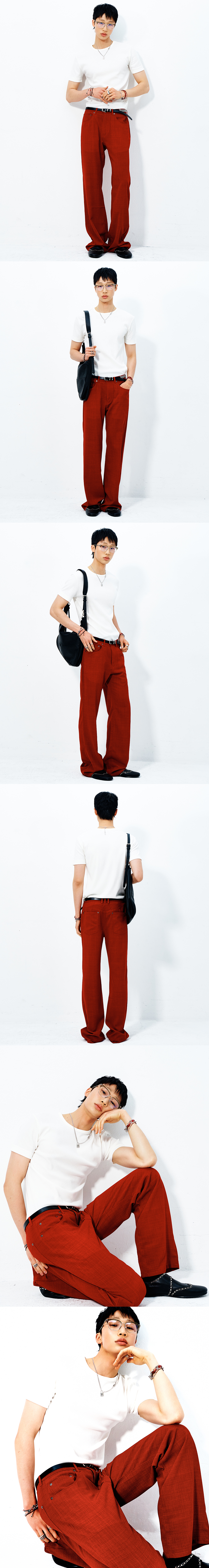 [HALEINE] SLIM RIBBED CREW NECK T-SHIRT OFF-WHITE (XT202)